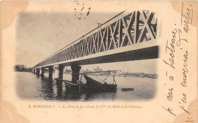 CPA 33 BORDEAUX LE PONT DE IRON CONNECTING LES Cies DU MIDI ET DE L'ORLEANS (back not