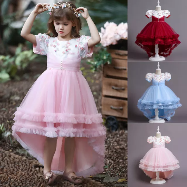 Flower Girls Kids Wedding Dress Pageant Bridesmaid Tulle Prom Gown Party Dresses