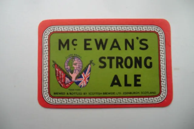 SMALLER Mc EWAN'S EDINBURGH STRONG ALE  BREWERY BEER LABEL