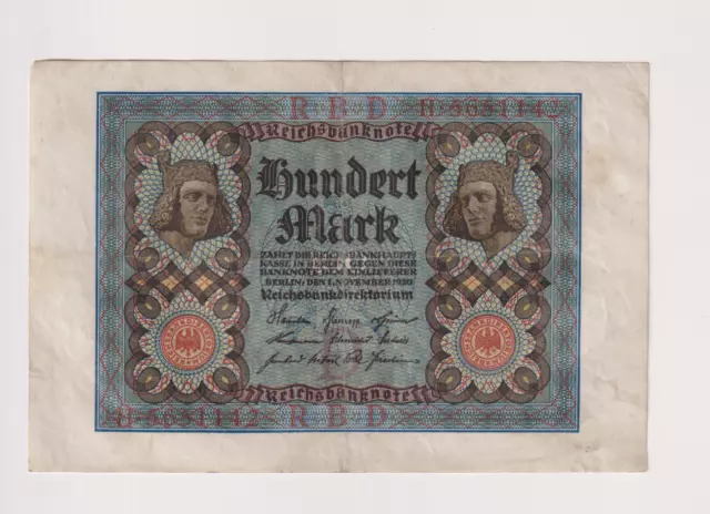 Germany, 100 Mark, 1920,BANKNOTE.RBD H5651142