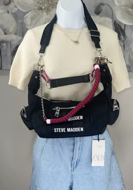 STEVE MADDEN BALLAIE SHOULDER/HOBO BAG CROSSBODY BLACK  NWT 100% Authentic.