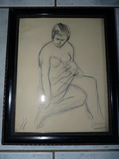 Très rare dessin original de femme Jacques GACHOT  (1885-1954) au crayon Alsace