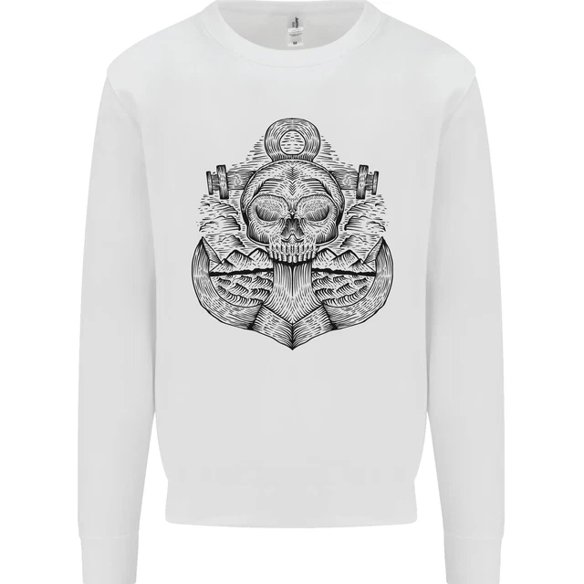 Anchor Skull Sailor Sailing Captain Pirate Ship Kids Sweatshirt Jumper