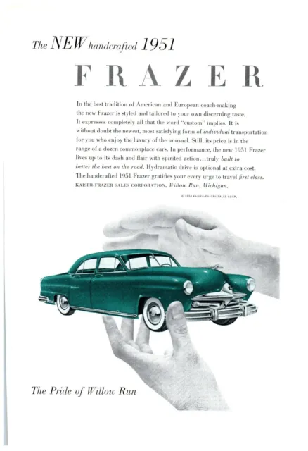 Kaiser Frazer Pride of Willow Run Michigan Handcrafted Print Advertisement 1951