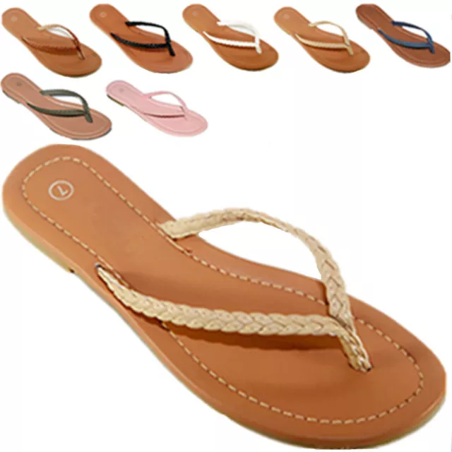 Womens Summer Comfort Casual Thong Flat Flip Flops Sandals Slipper shoes