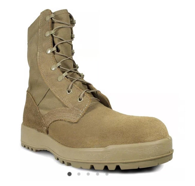 ARMY HOT WEATHER Combat Boots J707 Desert Tan Steel Toe Mens Size 11R ...