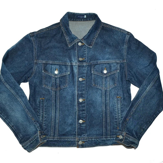 Guess Jeans USA Vintage Denim Jacket Mens size Large Blue Stonewash 90s
