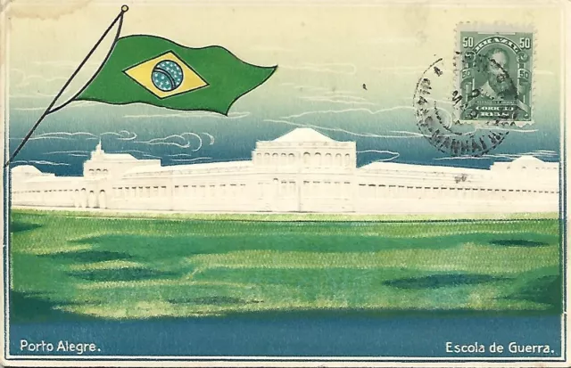 1918 Brazil Porto Alegre Education Of War, Postcard In Relief