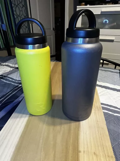 Lot Of 2: RTIC Tumbler 26oz And 36oz Bottles - Graphite And Yellow USED