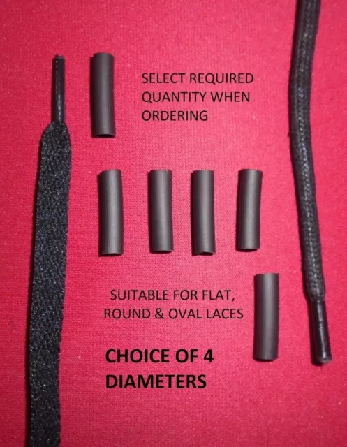 Black Aglets Shoe Lace Tips Ends - For Making & Repairing. Choice of 4 Diameters