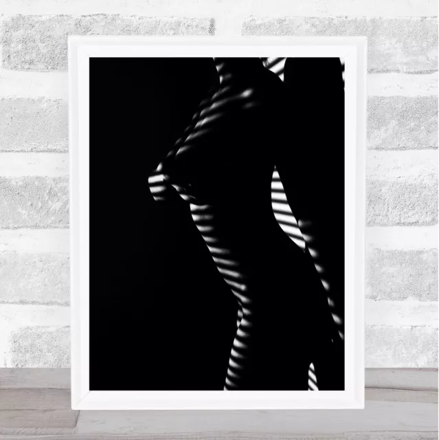 Nude Woman With Black And White Line Blur Home Wall Art Print