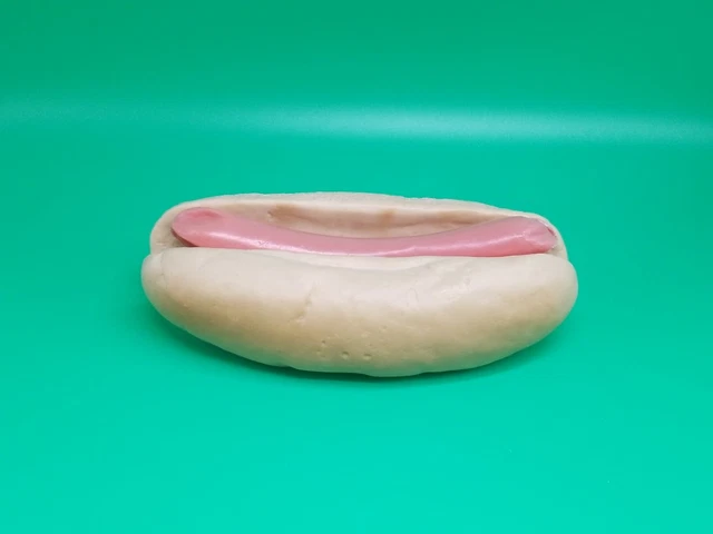 Vintage 1987 Hot Dog w/ Bread Bun Pretend Play Food Realistic Toy Movie Prop HTF