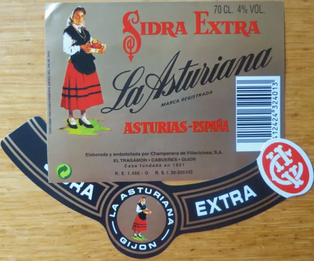 Etiquetas vinos SIDRA  EXTRA  LA ASTURIANA  Asturias ESPAÑA  Labels wine