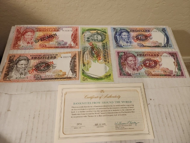 Swaziland Paper Money 1978 Set of FIVE Specimen Notes Gem CU