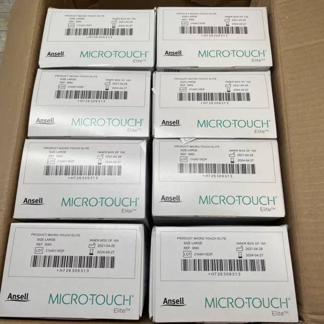 8 Boxes Micro-Touch ELITE VINYL Powder-Free Exam Gloves 800 Size: Large Exp 4/24