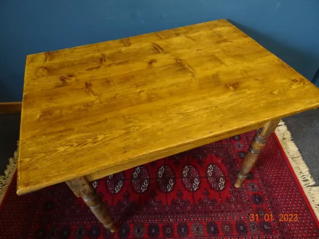 Antique Farmhouse Table with Lovely Pair of Antique Spindle Back Windsor Chairs 3