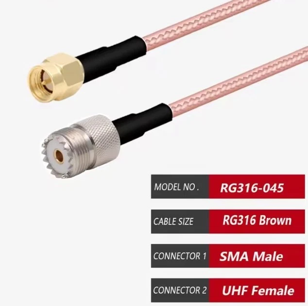 Cavo Coassiale RG58 Con Connettori PL-259 Maschio – SO-239 Femmina – Varie Lunghezze, Nuovo