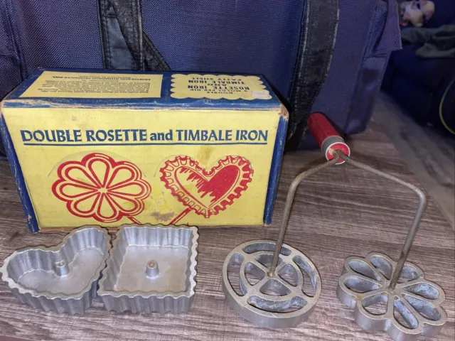 Vintage Nordic Ware Double Rosette and Timbale Iron 5 Pieces w/ Box