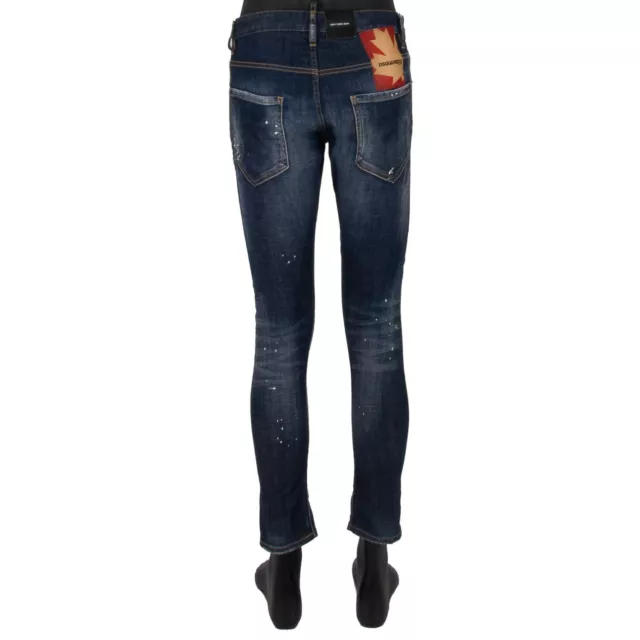 DSQUARED2 Distressed SEXY TWIST JEAN Maple Logo Color Jeans Pants Blue 13745