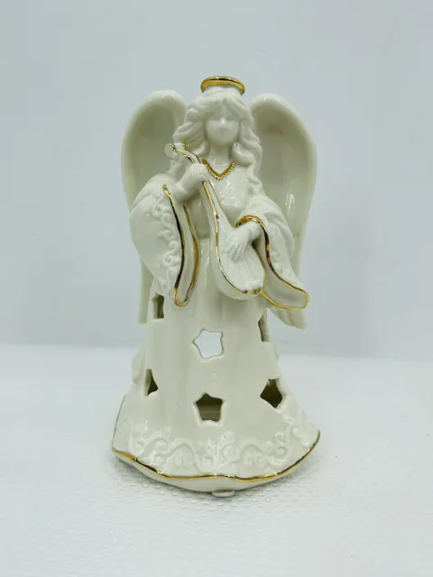 "Vela de arpa ángel marfil vintage Mervyn's adorno dorado 7,5"""