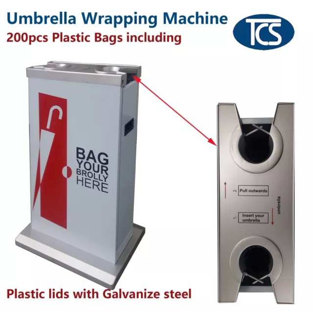 TCS Umbrella Wrapping Bagging Machine Dual Plastic Top Galvanized Steel Stand