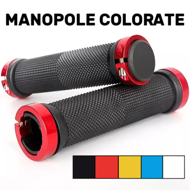 Bici Bicicletta MTB Manopole Manubrio Gomma Antiscivolo Alluminio Lega Colorate