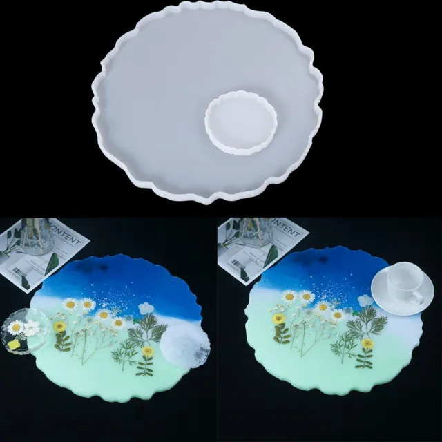 Coaster Tray Mould Crystal Epoxy Resin Casting Molds Silicone Mold Round Shape