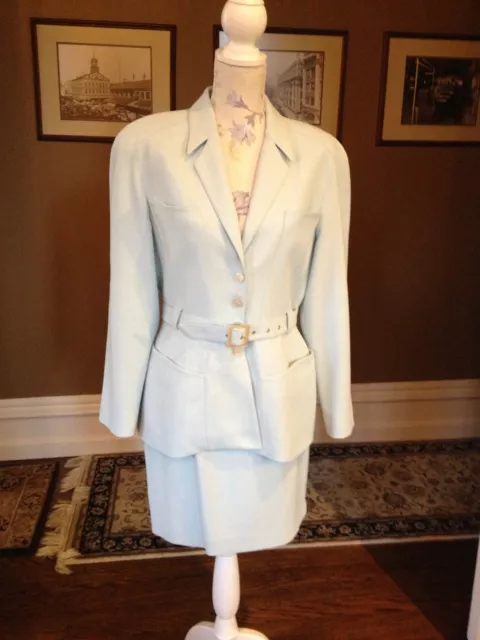 Thierry Mugler Gorgeous Vintage Skirt Suit In Pale Blue, Nwot