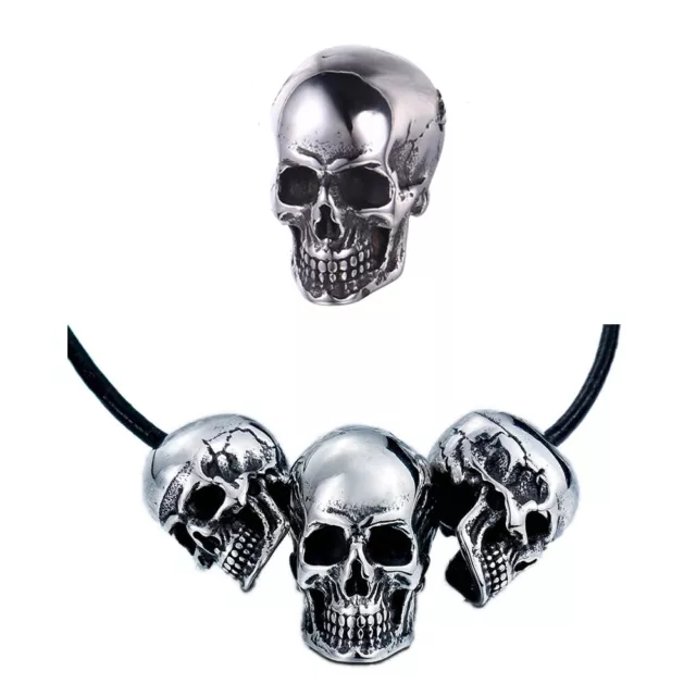 316L Inox Pendentif Collier Tête de Mort Skull Crâne Argent Style Biker Hommes