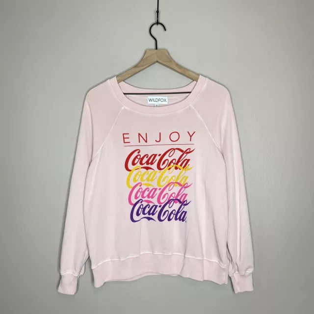 Wildfox Women's Size Small "Enjoy Coca-Cola" Pink Raglan Sleeve Sweatshirt