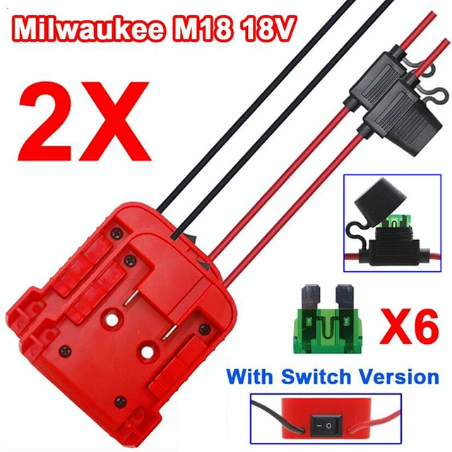 2X DIY Power Wheels Adapter + Fuse For Milwaukee M18 18V Battery Dock Robotics