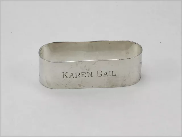 Gorham 290 Sterling Silver Oblong Napkin Ring - w/Monogram Karen Gail