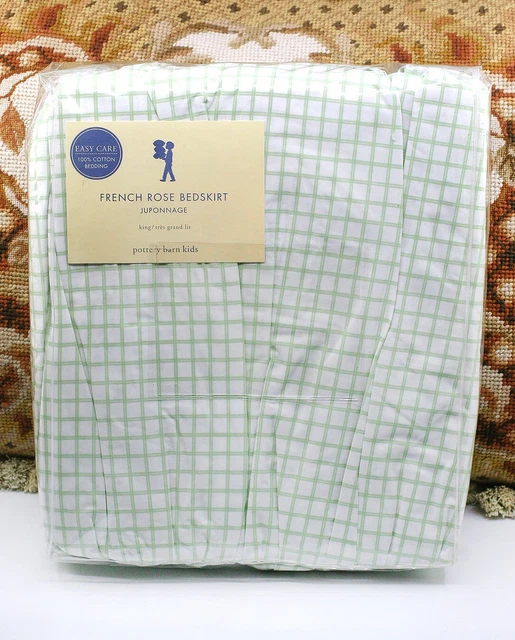 Falda De Cama King Rosa Francesa Verde Cerámica Grann Niños Adolescentes 14" ¡Nueva!