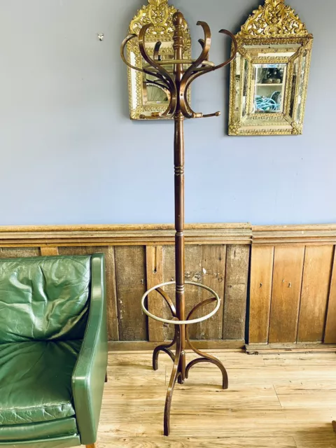 Thonet Inspired Bentwood Wooden Hall Hat And Coat Stand with Rotating Head