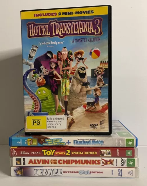5 X HOTEL Transylvania Flushed Away Toy Story 2 Ice Age DVD Movie ...