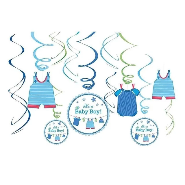 BABY SHOWER DECORATIONS Its a Boy Blue Swirls Hanging Banner Party ...