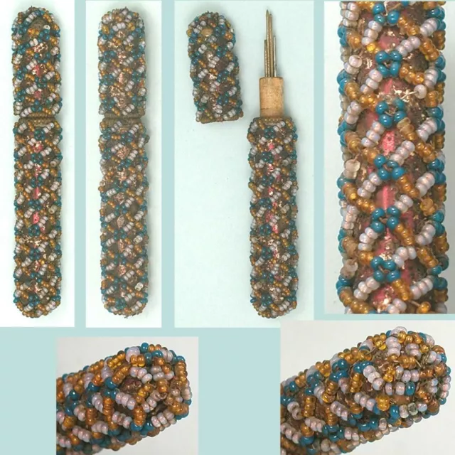 Unusual Antique Glass Beaded Needle Case * English * Circa 1860