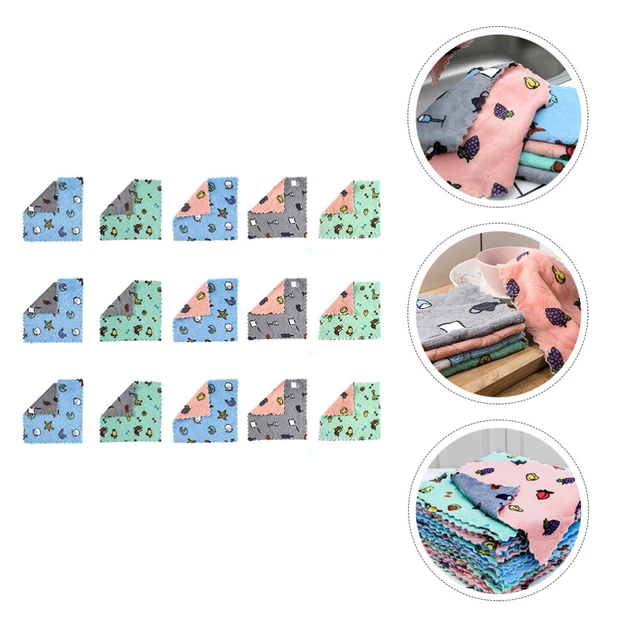 15 PCS MICROFIBER Washcloth Bowl Dish Towels Absorb Water Nonstick Oil