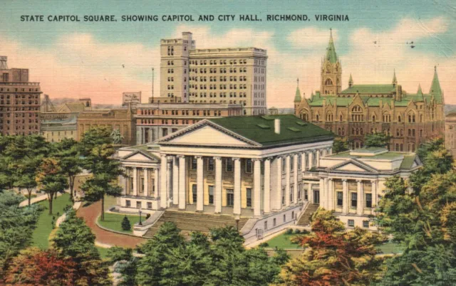 Postcard VA Richmond State Capitol Square City Hall Posted 1947 Vintage PC H9490