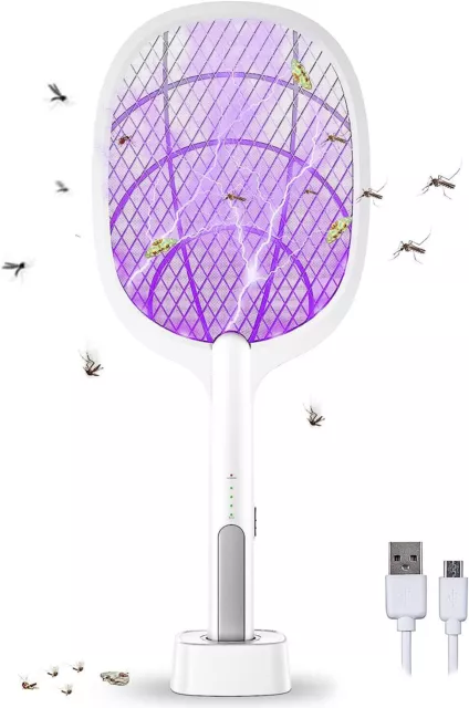 Racchetta Eléctrico Recargable LED Para los Mosquitos A Luz Atrae con la Base