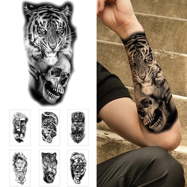 Tiger Lion Temporary Tattoo Sticker Fake Tatoo Body Sale NEW Men Arm Art Q5Q3