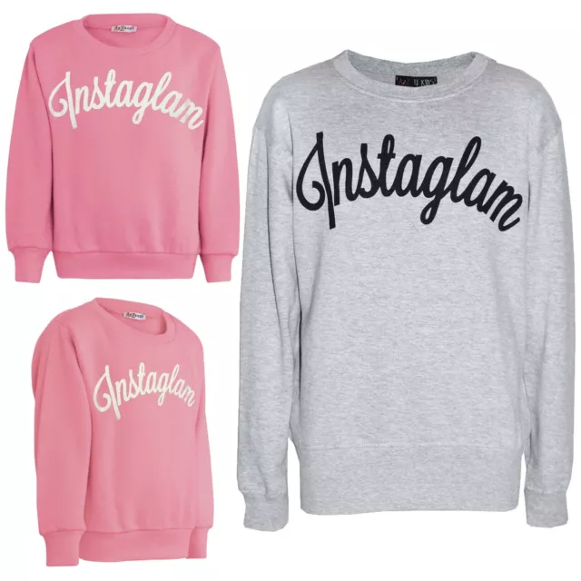 Girls Top Kids Instaglam Print Sweatshirt Tops Jumper Shirt New Age 5-12 Years
