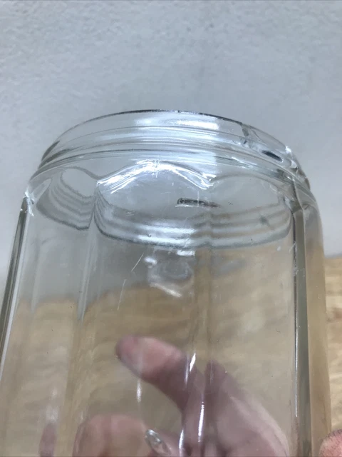 Antique PURITY OATS Hoosier Embossed Jar 6" Glass Canister Missing metal Lid 11