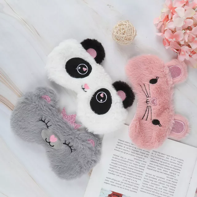 Women Plush Eye Mask White Panda Blindfold Eye Patch Eyeshade Sleep Mask GifD'EL