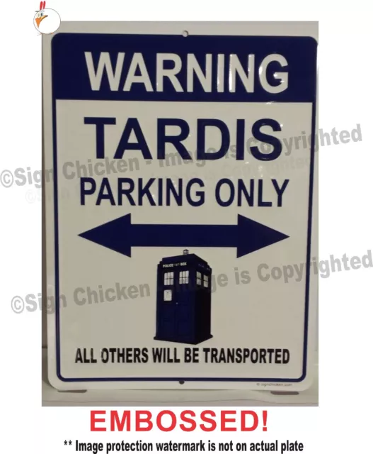 Doctor Who - TARDIS PARKING - EMBOSSED ALUMINUM parking sign - TARDIS,  Dr. Who