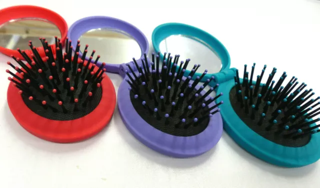 Taschenhaarbürste Notfall Haarburste mit Spiegel Schminkspiegel Taschenspiegel