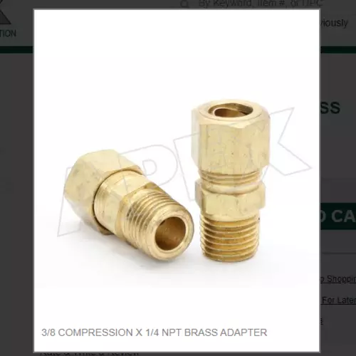 3/8 Compression X 1/4 Npt Brass Adapter # 68-64
