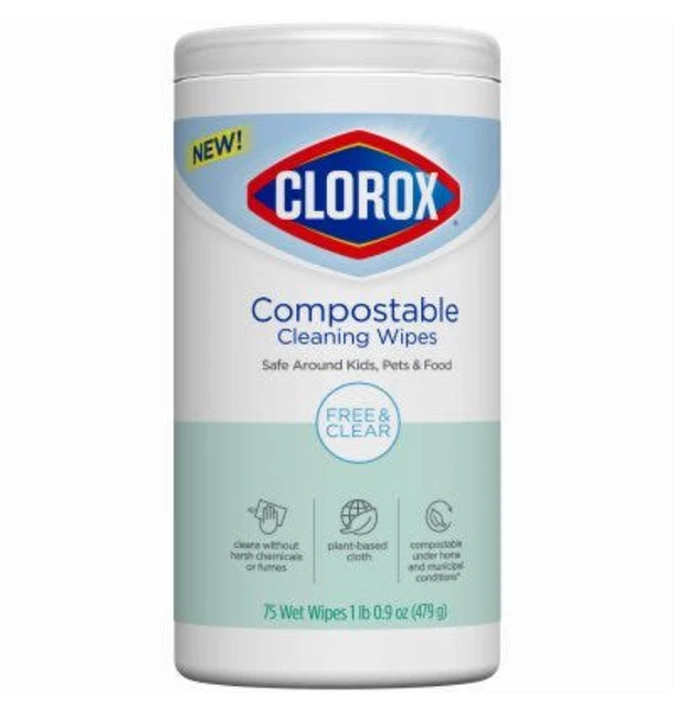 Clorox Free _ Clear Cleaning Wipe, Compostable, 75-Ct. 1 Pack