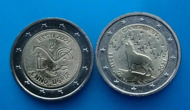 2021 Estonia NEW coins - 2 Euro 🇪🇪 EESTI coin Wolf - Canis / Fenno Ugria EU