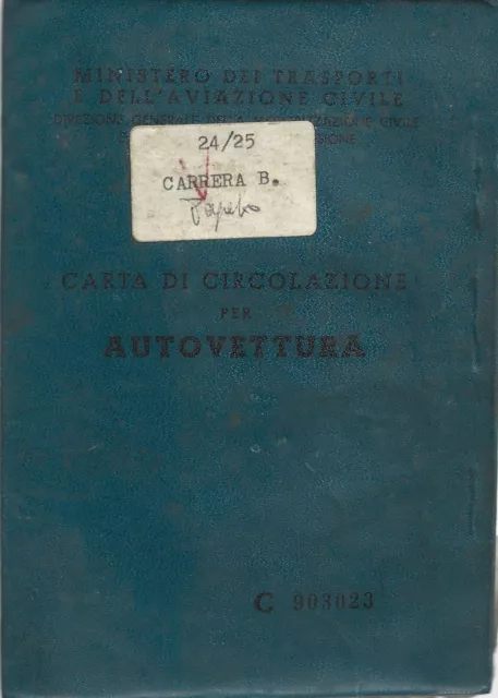 Libretto Carta di Circolazione per Autovettura 1970  - Torino FIAT 125 B Berlina